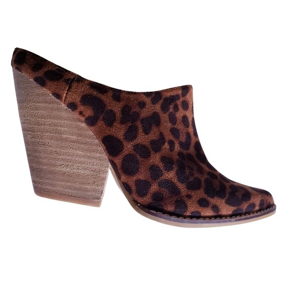 NWOT Beast Fashion Leopard Suede Pointed Open Back Boot 7 - Picture 2 of 6